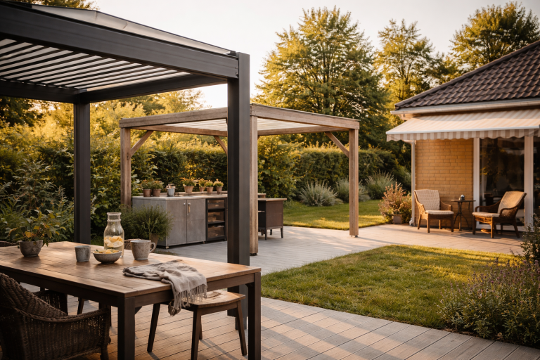Pergola med tag: Skal du vælge lameller, fast tag eller markise?