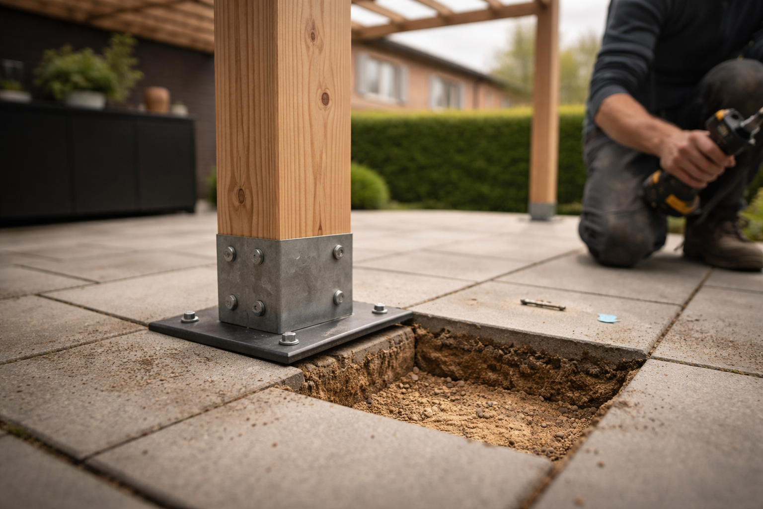 Pergola på fliser: Så stabil kan den blive uden at ødelægge terrassen