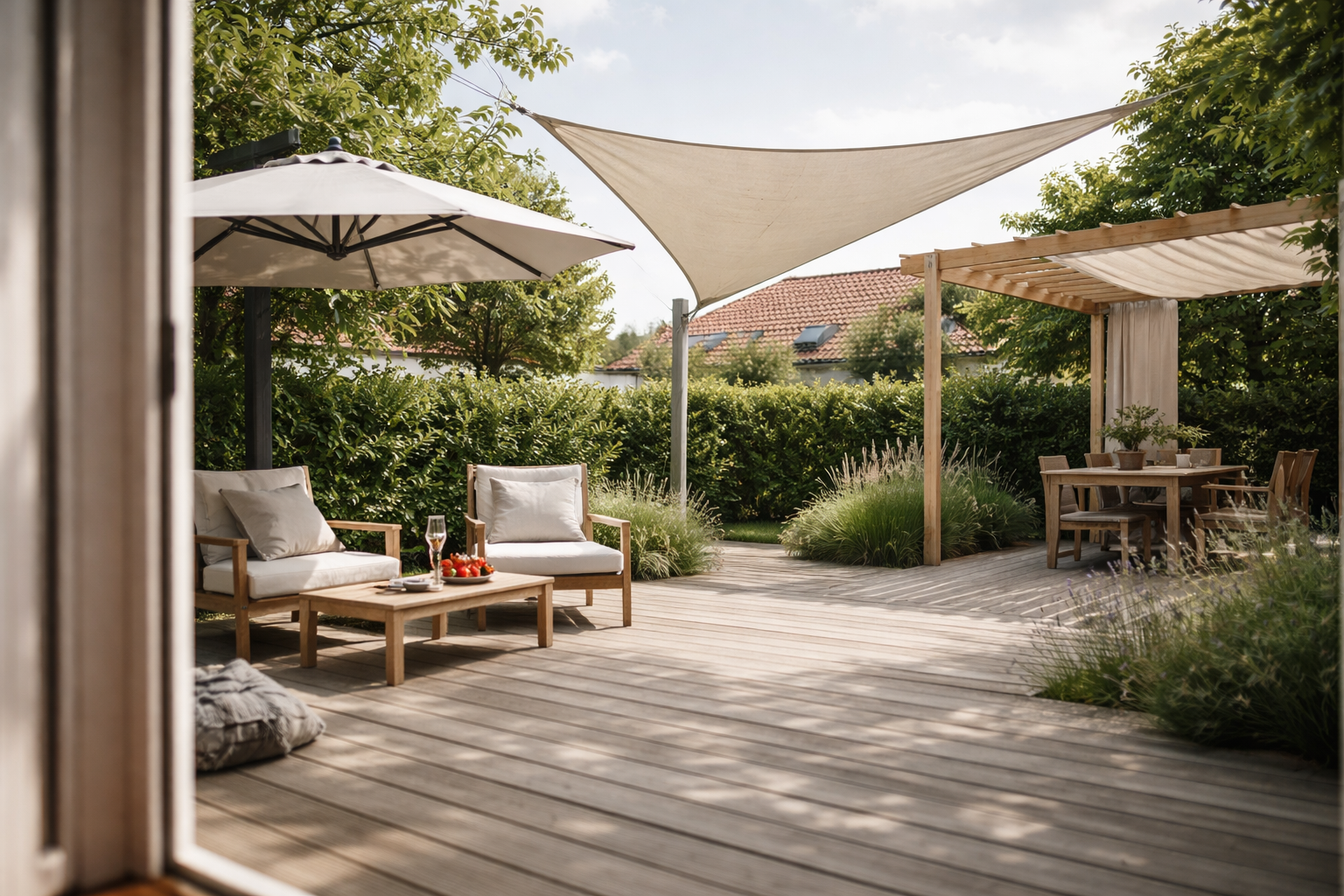 Skygge på terrassen uden hule-stemning: 9 løsninger der fungerer i Danmark