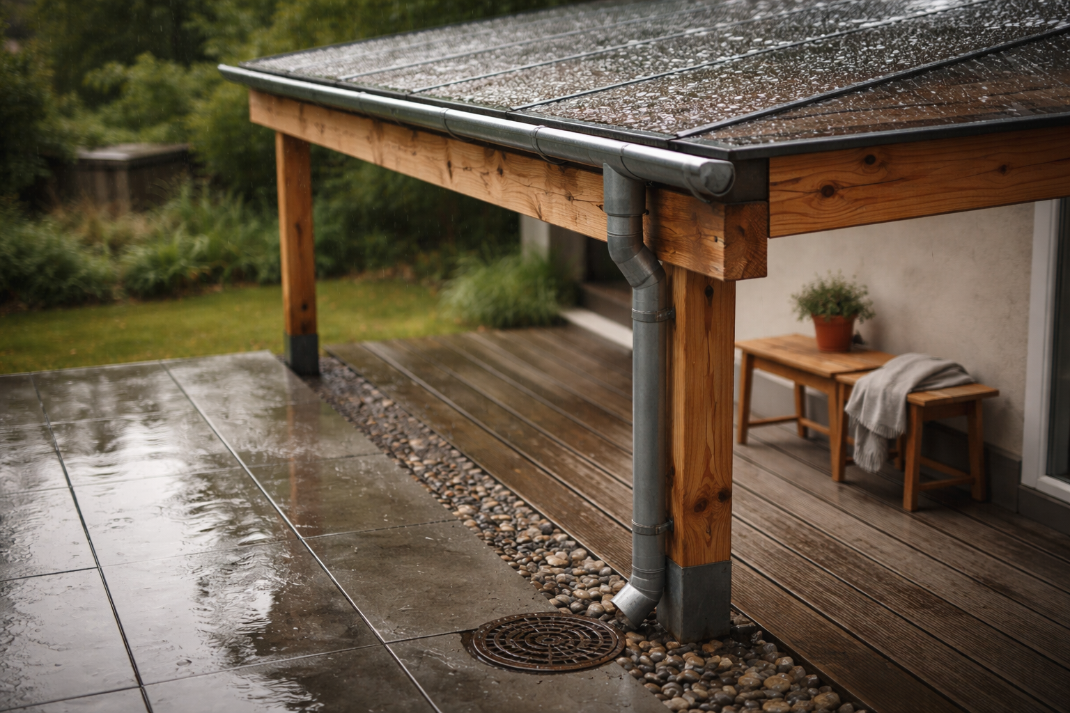 Tagrende til terrasseoverdækning: Sådan slipper du for vandkaos ved huset