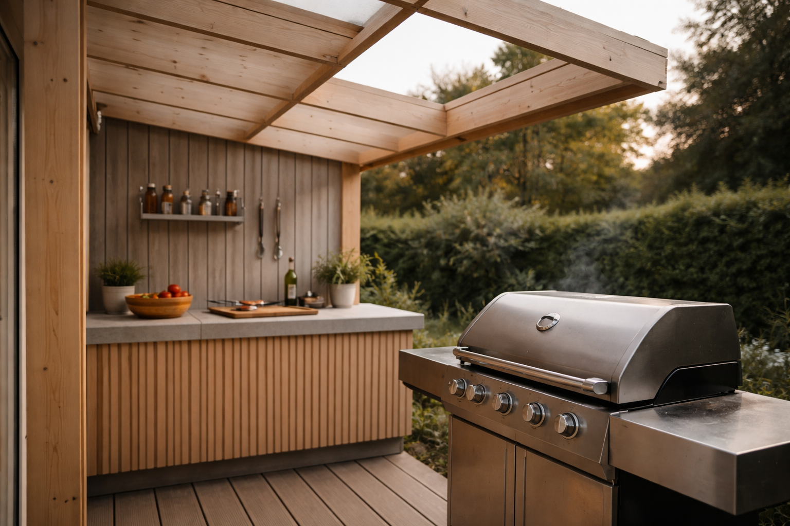 Udekøkken under overdækning: sådan slipper du for fedtet loft og klæbrige vægge