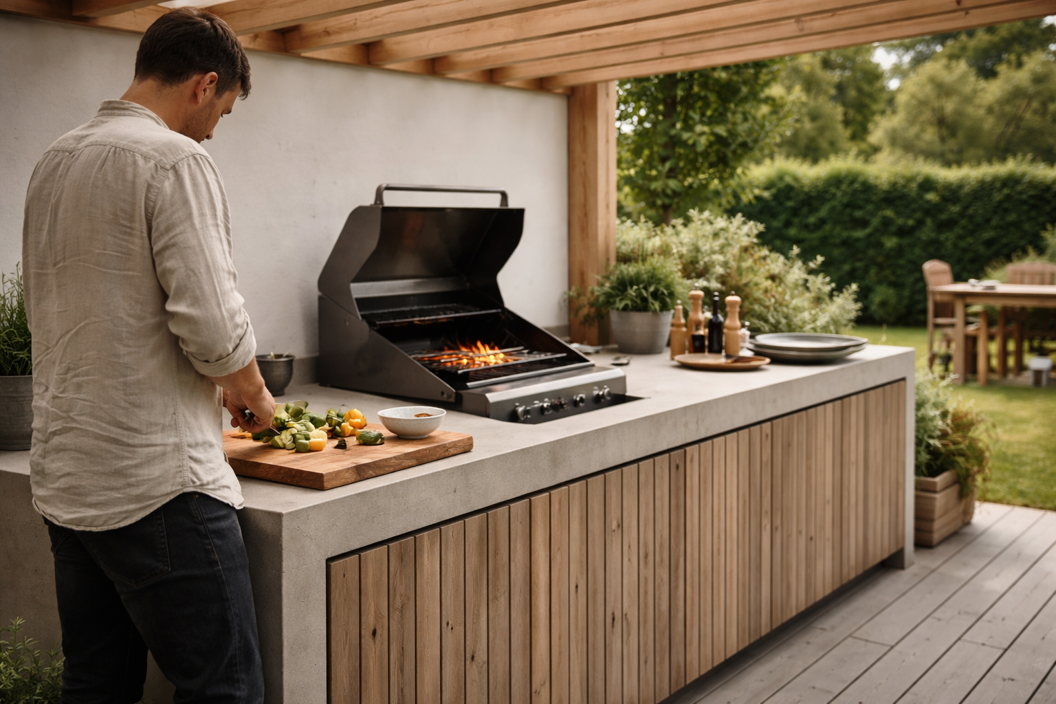 Udekøkken under pergola: sådan gør du det virkelig brugbart året rundt
