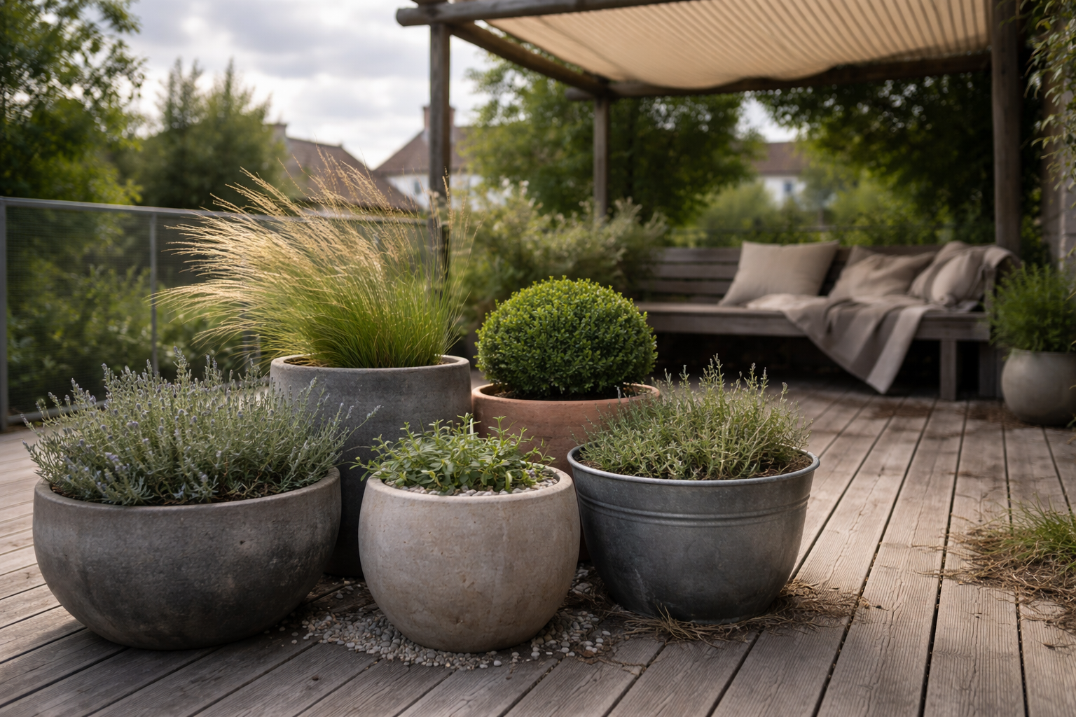 Planter til blæsende terrasse: 10 robuste valg og krukketricks