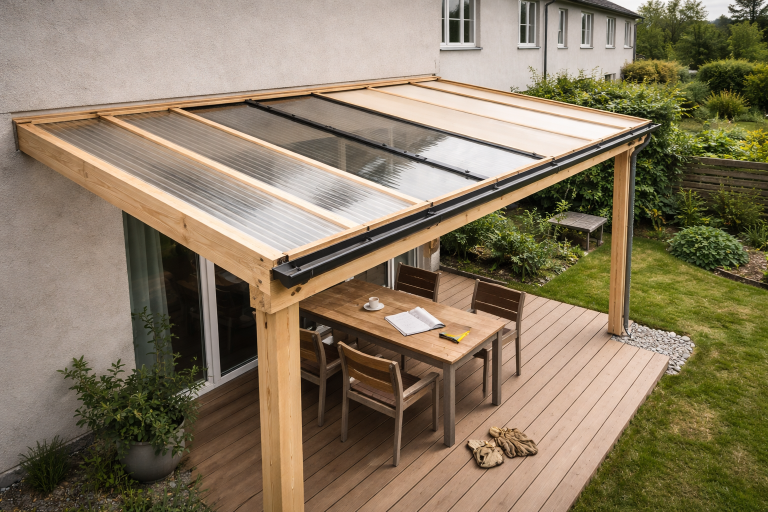 Pergola med tag: materialer, konstruktion og det rigtige fald
